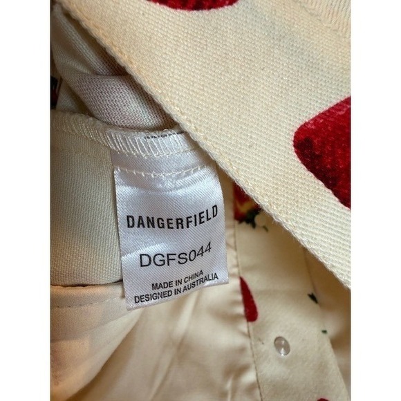Dangerfield Dolls Kill Strawberry Drill Print Denim Jacket Trucker Coat sz 10 - Picture 8 of 11